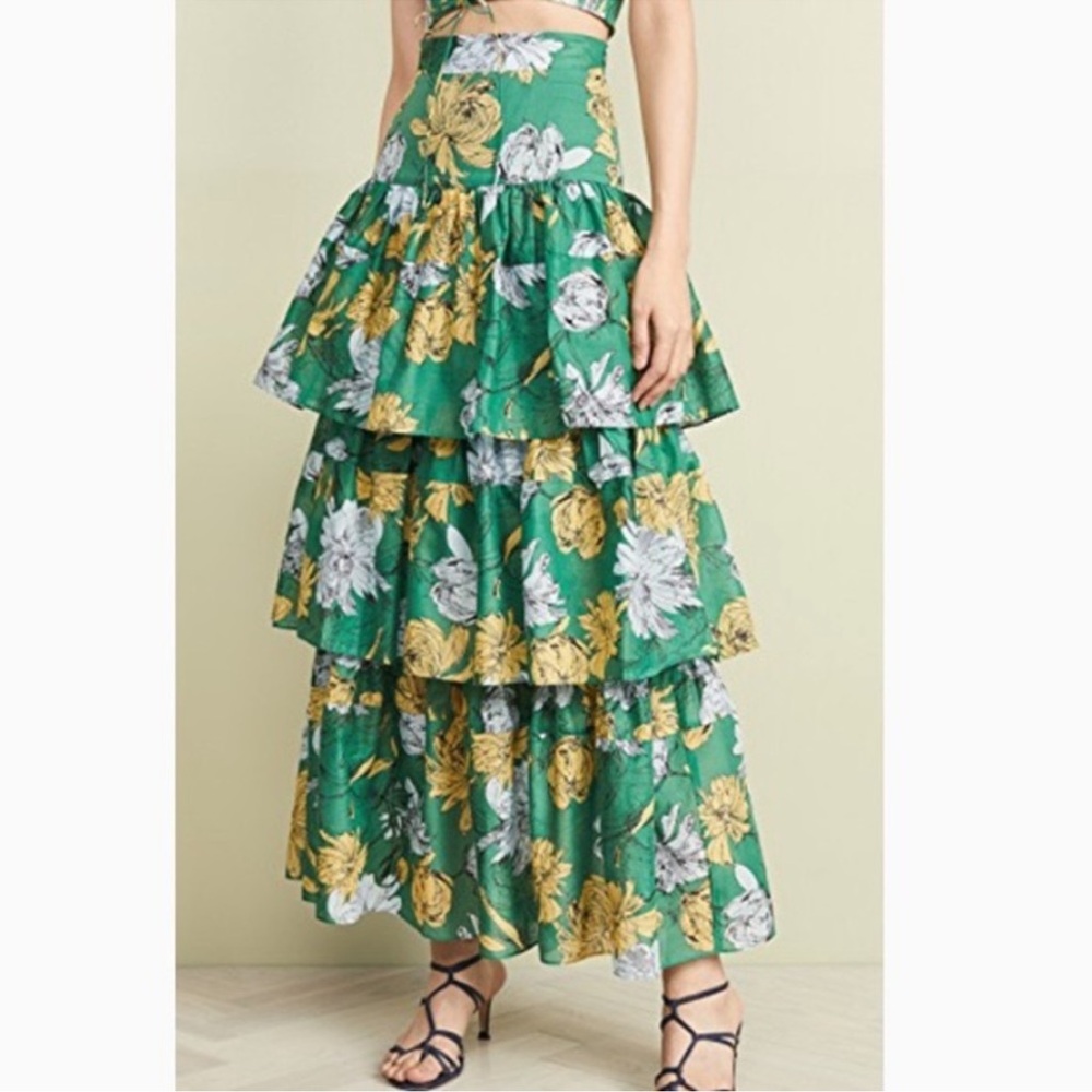 Alexis green tiered skirt. Worn once!